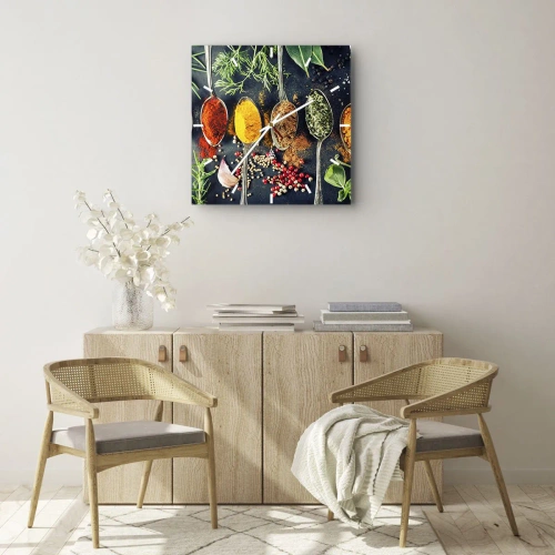 Reloj de pared - Reloj de vidrio - Magia culinaria - 30x30 cm