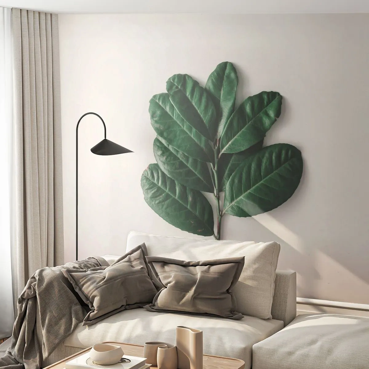 Fotomural Autadhesivo Deluxe Sticker - El dibujo de la propia naturaleza - Hojas, Planta, Naturaleza - 350x256 cm