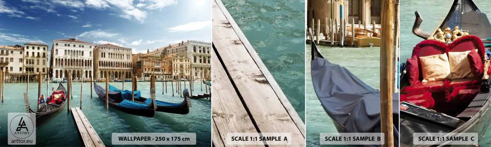 Muestra De Fotomural Standard Eco - Palacios en azul - Ciudad, Venecia, Arquitectura - 100x30 cm