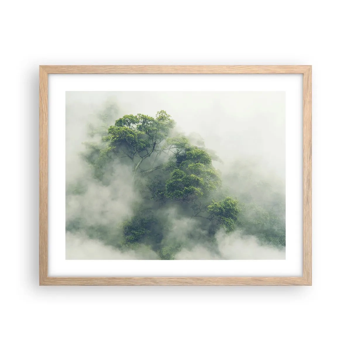 Póster en marco roble claro - Envuelto en niebla - 50x40 cm