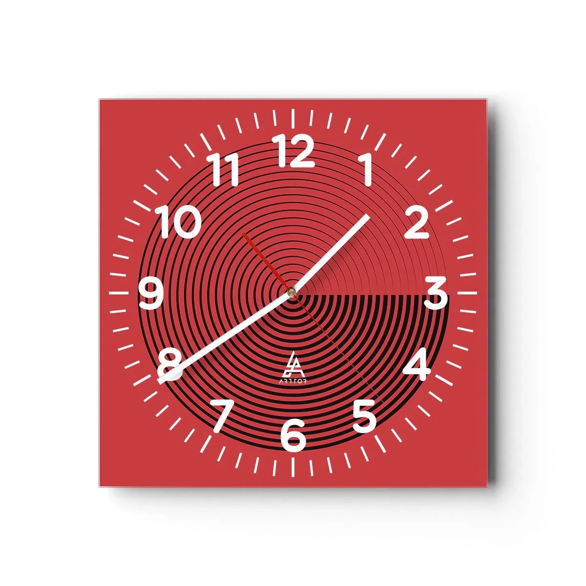Reloj de pared - Reloj de vidrio - Movimiento circular - 30x30 cm