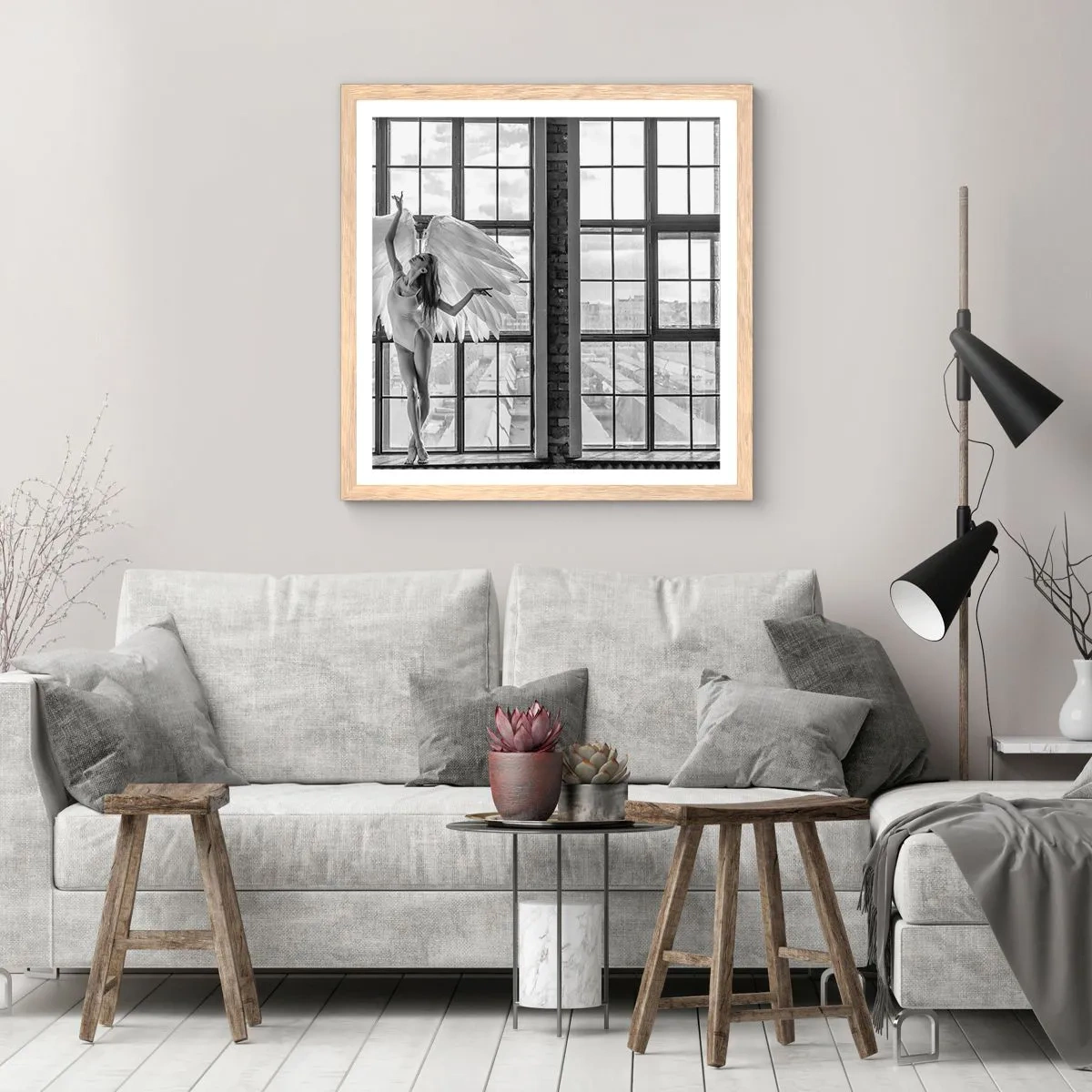 Póster en marco roble claro - ¿Ciudad de los ángeles? - 60x60 cm