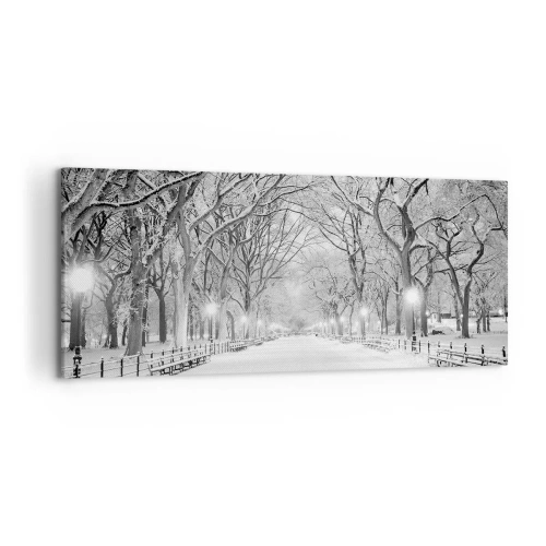 Cuadro sobre lienzo - Impresión de Imagen - Un callejón invernal con árboles cubiertos de nieve en monocromo. - 120x50cm - Cuatro estaciones - invierno - Decoración de pared moderna para salón y dormitorio ARTTOR