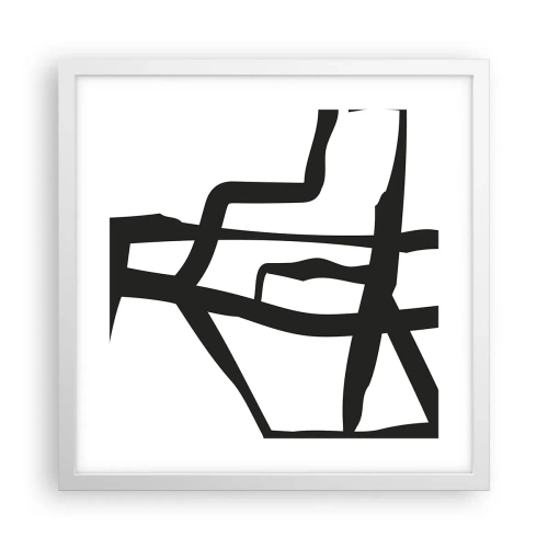 Póster en marco blanco - Construcción en blanco y negro - 40x40 cm