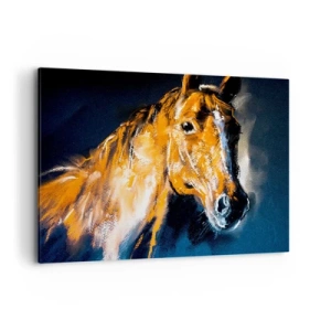 Cuadro sobre lienzo - Impresión de Imagen - Retrato de un caballo en un estilo dinámico y pictórico. - 100x70cm - Entonces, ¿vienes? - Decoración de pared moderna para salón y dormitorio ARTTOR