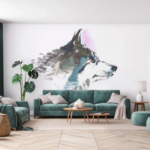 Fotomural Premium Sand - Habla del lobo si lo ves - Abstracción, animales, Perro - 250x175 cm