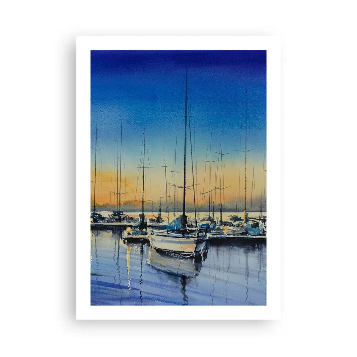 Póster - Una escena pictórica de veleros en un puerto al atardecer. - 50x70cm - El final de un buen día - Decoración de pared moderna para salón y dormitorio ARTTOR