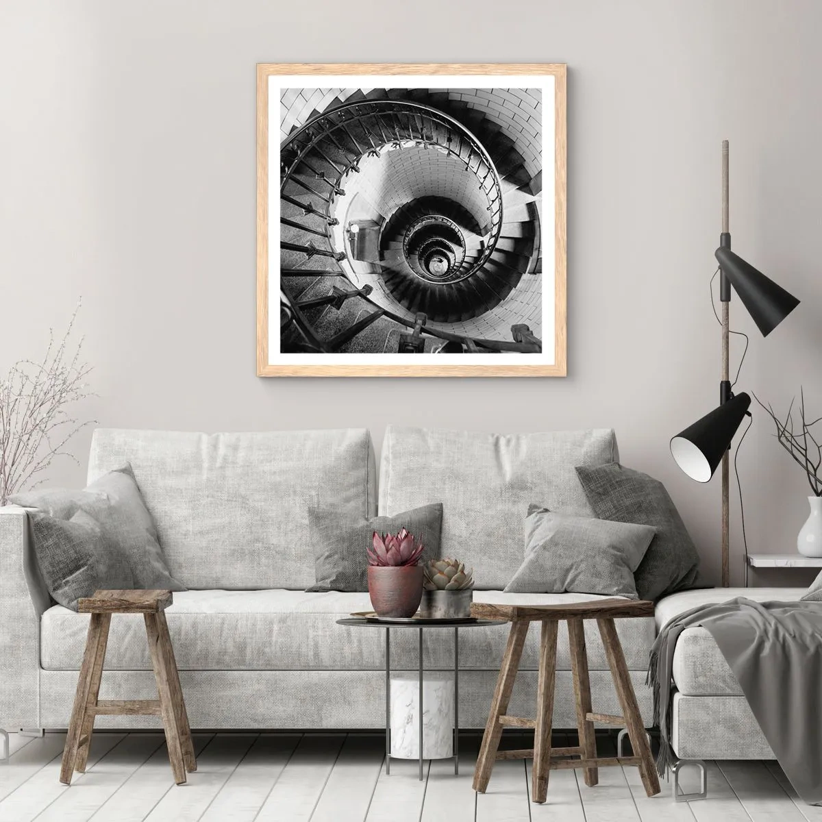 Póster en marco roble claro - Cada vez más alto - 40x40 cm