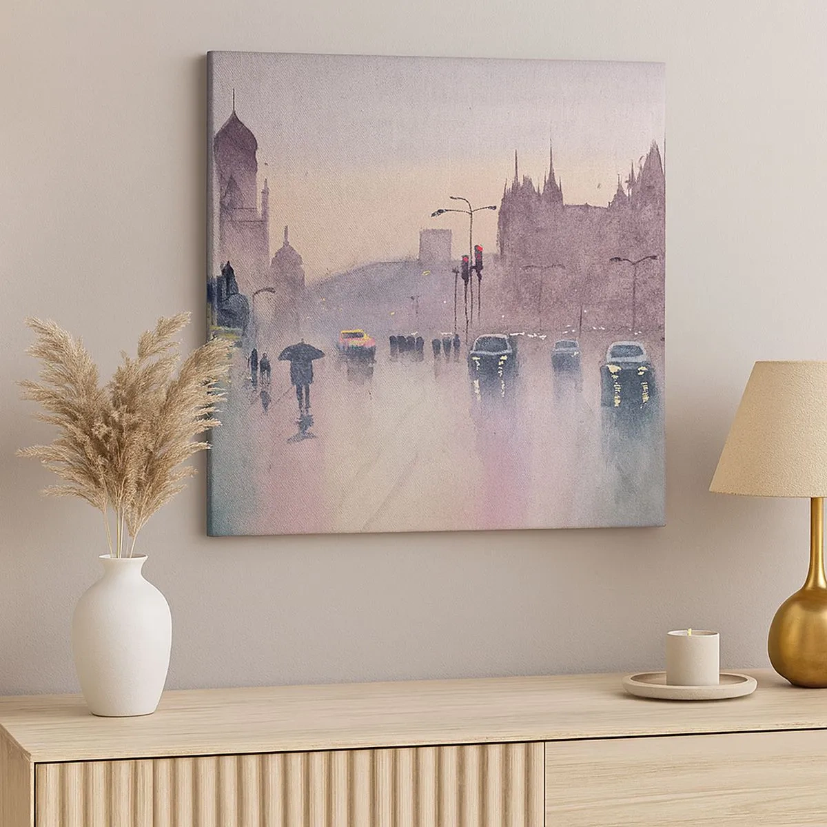 Cuadro sobre lienzo - Impresión de Imagen - En una niebla lluviosa - 30x30 cm