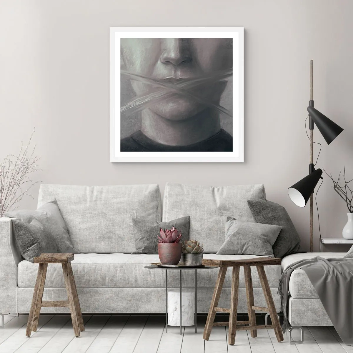 Póster en marco blanco - Ni una palabra - 40x40 cm