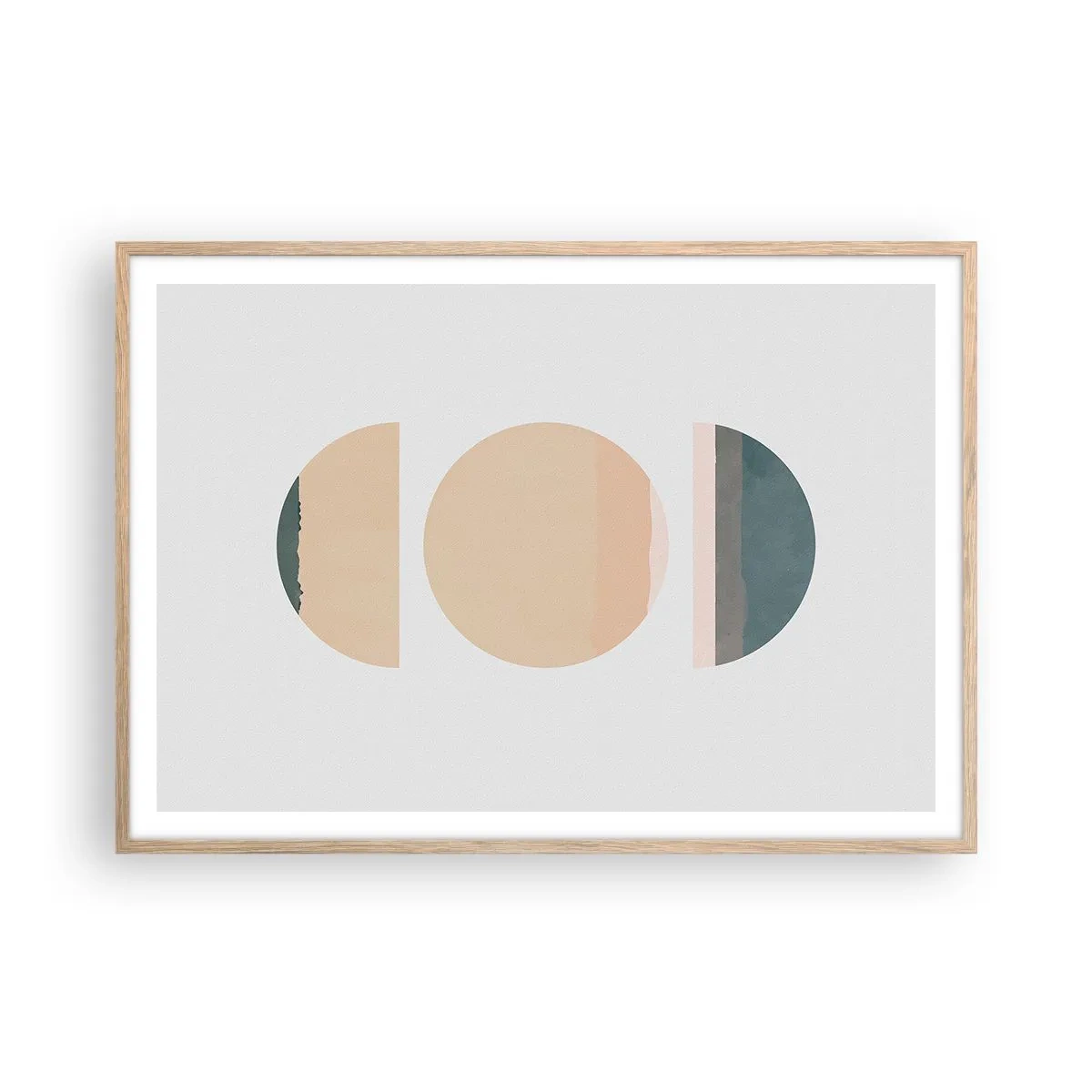 Póster en marco roble claro - Círculo tras círculo - 100x70 cm