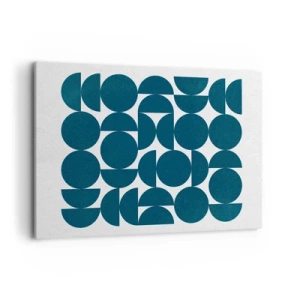 Cuadro sobre lienzo - Impresión de Imagen - Formas geométricas en tonos azul marino sobre fondo blanco. - 100x70cm - Círculos y semicírculos - Decoración de pared moderna para salón y dormitorio ARTTOR