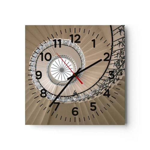 Reloj de pared - Reloj de vidrio - En el interior de una concha - 30x30 cm