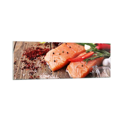 Cuadro sobre vidrio - Impresiones sobre Vidrio - Una aventura noruega en la cocina - 90x30 cm