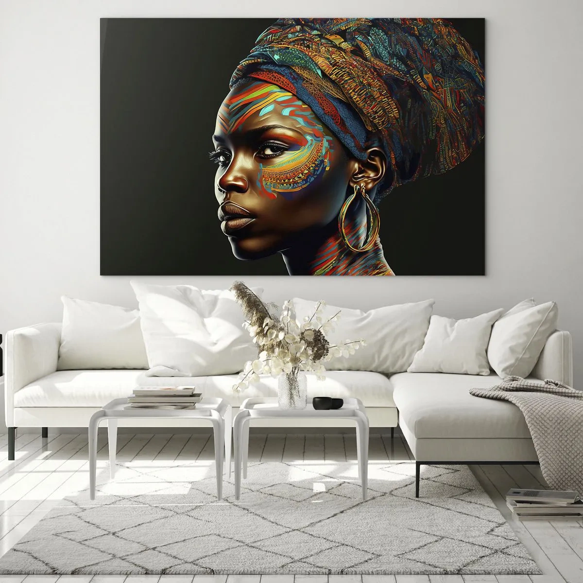 Cuadro sobre vidrio - Impresiones sobre Vidrio - Reina africana - 70x50 cm