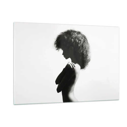 Cuadro sobre vidrio - Impresiones sobre Vidrio - Desnudo femenino en luz contrastante en blanco y negro - 120x80cm - Como una flor en un tallo delgado - Decoración de pared moderna para salón y dormitorio ARTTOR