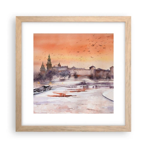 Póster en marco roble claro - Atardecer real - 30x30 cm