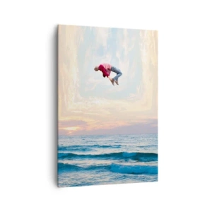 Cuadro sobre lienzo - Impresión de Imagen - Salto surrealista sobre el mar en el marco. - 70x100cm - A otra dimensión - Decoración de pared moderna para salón y dormitorio ARTTOR