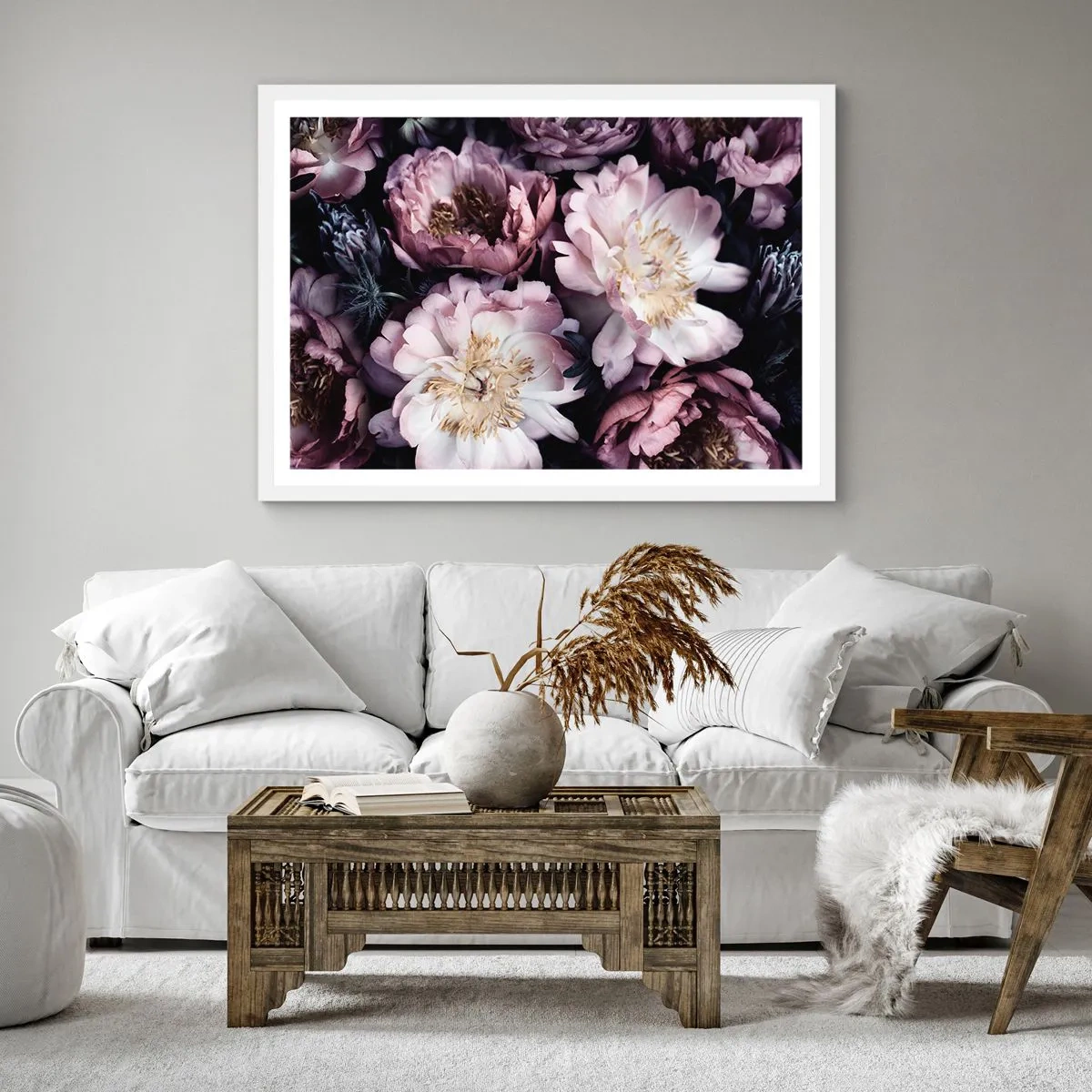 Póster en marco blanco - Un ramo a la antigua usanza - 60x60 cm