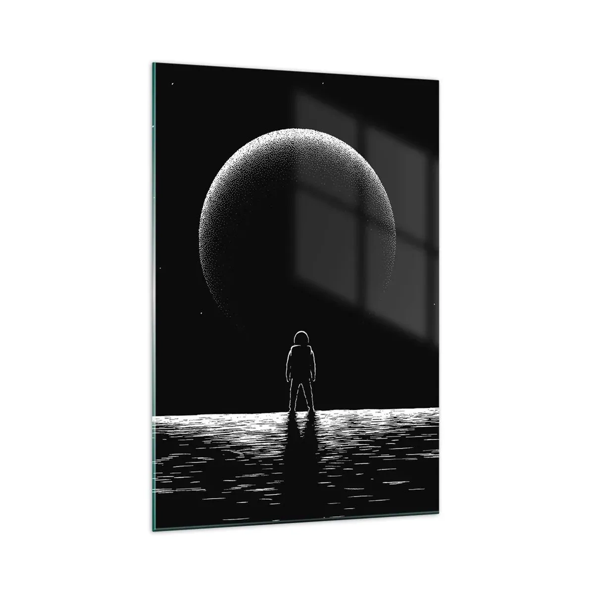 Cuadro sobre vidrio - Impresiones sobre Vidrio - Un astronauta con el telón de fondo de un gran planeta en el espacio exterior. - 70x100cm - Cara a cara - Decoración de pared moderna para salón y dormitorio ARTTOR