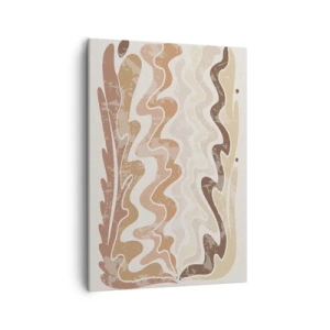 Cuadro sobre lienzo - Impresión de Imagen - Líneas abstractas onduladas en tonos beige - 50x70cm - Buena energía - buenas emociones - Decoración de pared moderna para salón y dormitorio ARTTOR