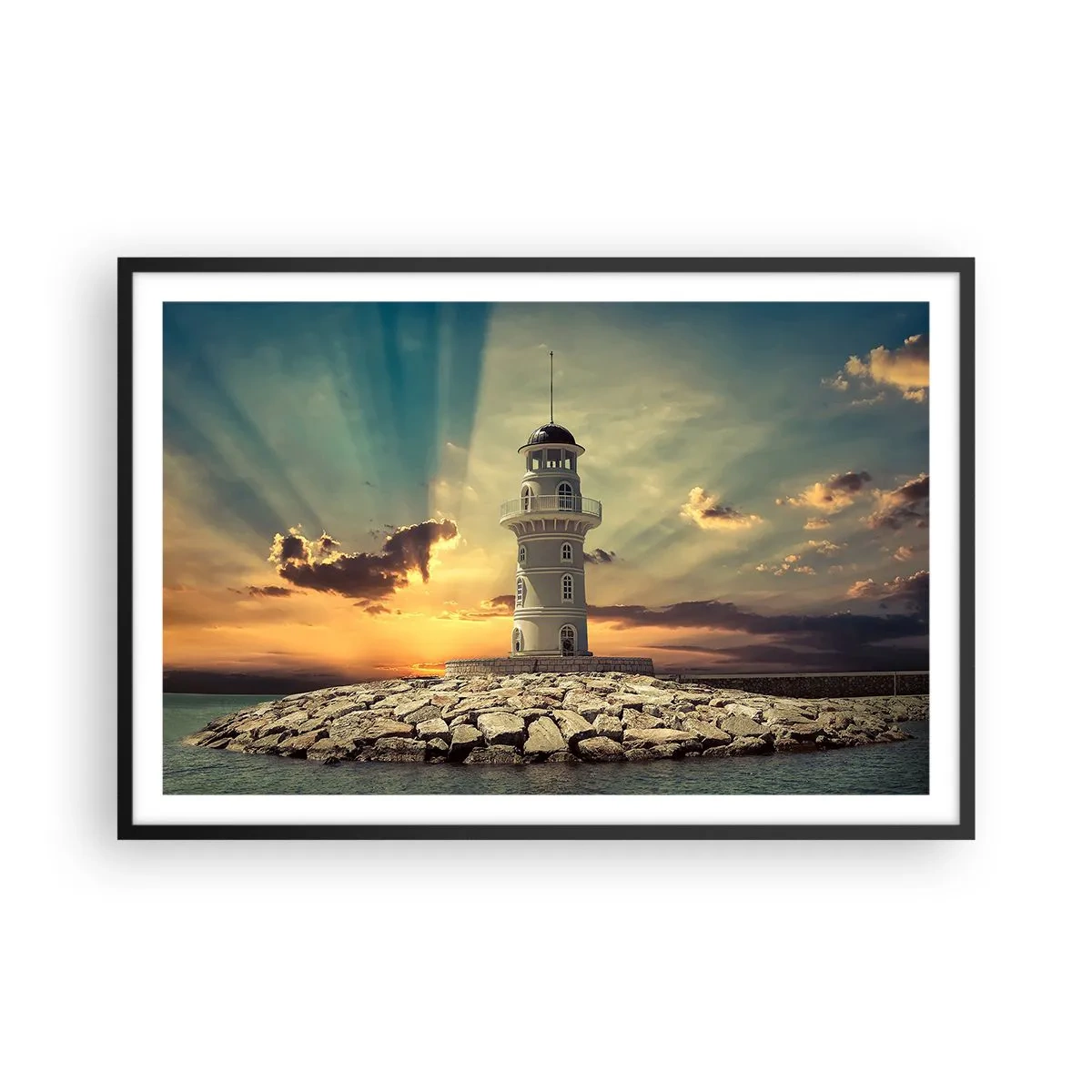 Póster en marco negro - Luz - Bondad - Belleza - 91x61 cm