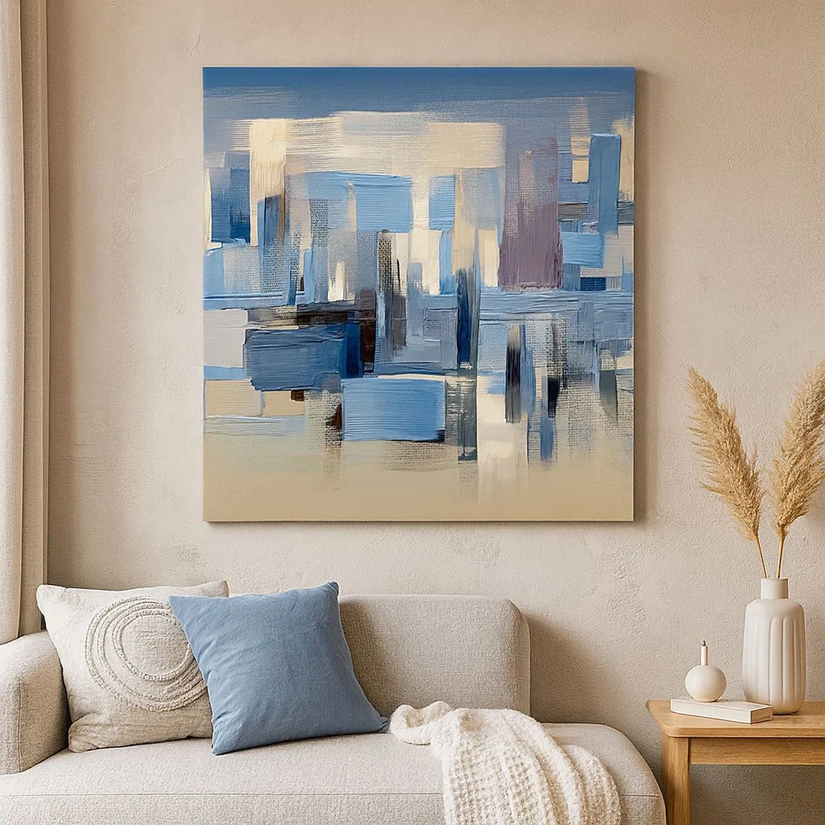 Cuadro sobre lienzo - Impresión de Imagen - Construcción azul - 30x30 cm