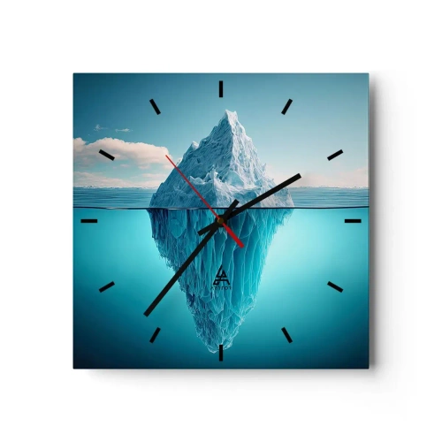 Reloj de pared - Reloj de vidrio - Un iceberg visible por encima y por debajo de la superficie del agua. - 30x30cm - El trono de hielo - Decoración de pared moderna para salón y dormitorio ARTTOR