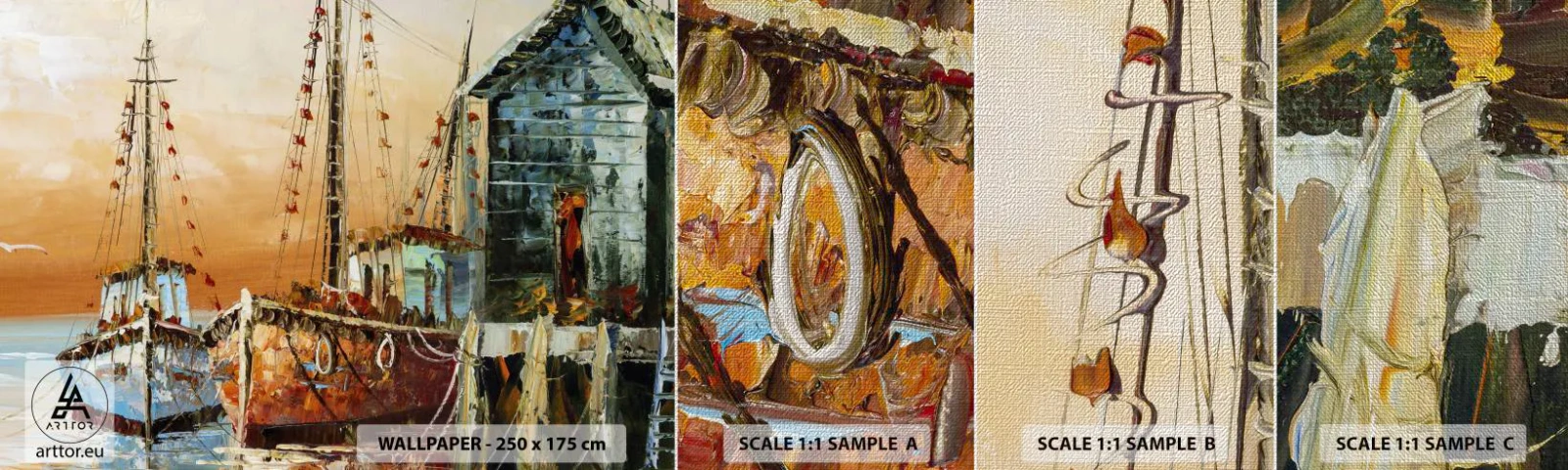 Muestra de fotomural Premium Canvas - Regreso pacífico - Barco de pesca, Puerto pesquero, Pedazo - 100x30 cm