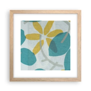 Póster en marco roble claro - Entre hojas azules - 30x30 cm