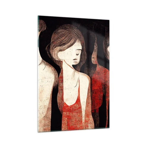 Cuadro sobre vidrio - Impresiones sobre Vidrio - Figuras artísticas en una composición abstracta - 80x120cm - Madonnas de la oscuridad - Decoración de pared moderna para salón y dormitorio ARTTOR