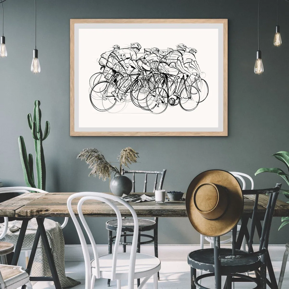 Póster en marco roble claro - Juntos como un equipo - 91x61 cm