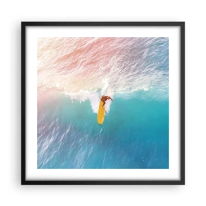 Póster en marco negro - Jinete del océano - 50x50 cm