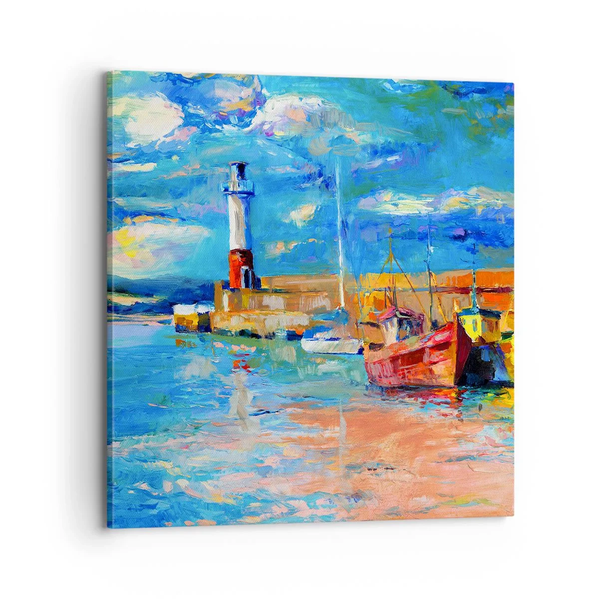 Cuadro sobre lienzo - Impresión de Imagen - Tarde en la bahía del arco iris - 70x70 cm