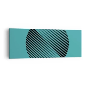 Cuadro sobre lienzo - Impresión de Imagen - Un círculo minimalista con líneas sobre un fondo turquesa. - 140x50cm - El círculo: una variación geométrica - Decoración de pared moderna para salón y dormitorio ARTTOR