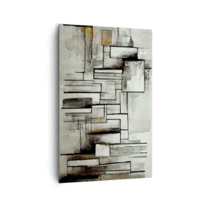 Cuadro sobre lienzo - Impresión de Imagen - Rectángulos abstractos en tonos de gris y negro. - 80x120cm - El poder de la sencillez - Decoración de pared moderna para salón y dormitorio ARTTOR
