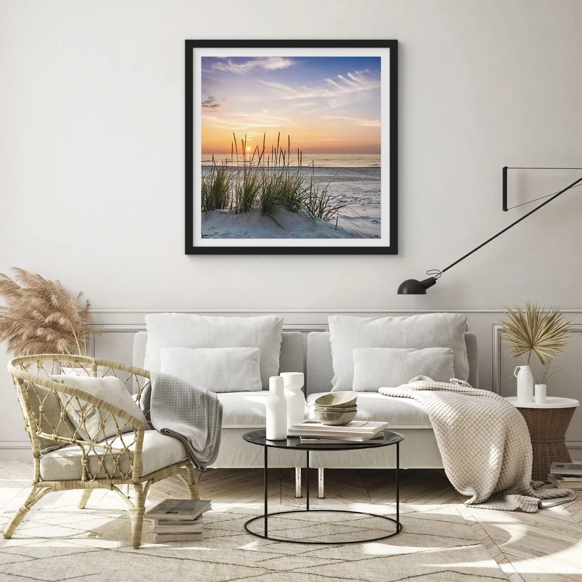 Póster en marco negro - Mira, piensa, siente - 40x40 cm