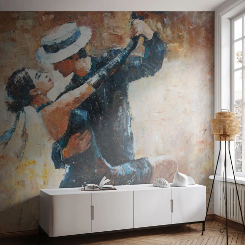 Fotomural Standard Eco - Una pareja de bailarines en un baile apasionado y lleno de emociones. - 100x70cm - Estilo Rudolf Valentino - Decoración de pared moderna para salón y dormitorio ARTTOR