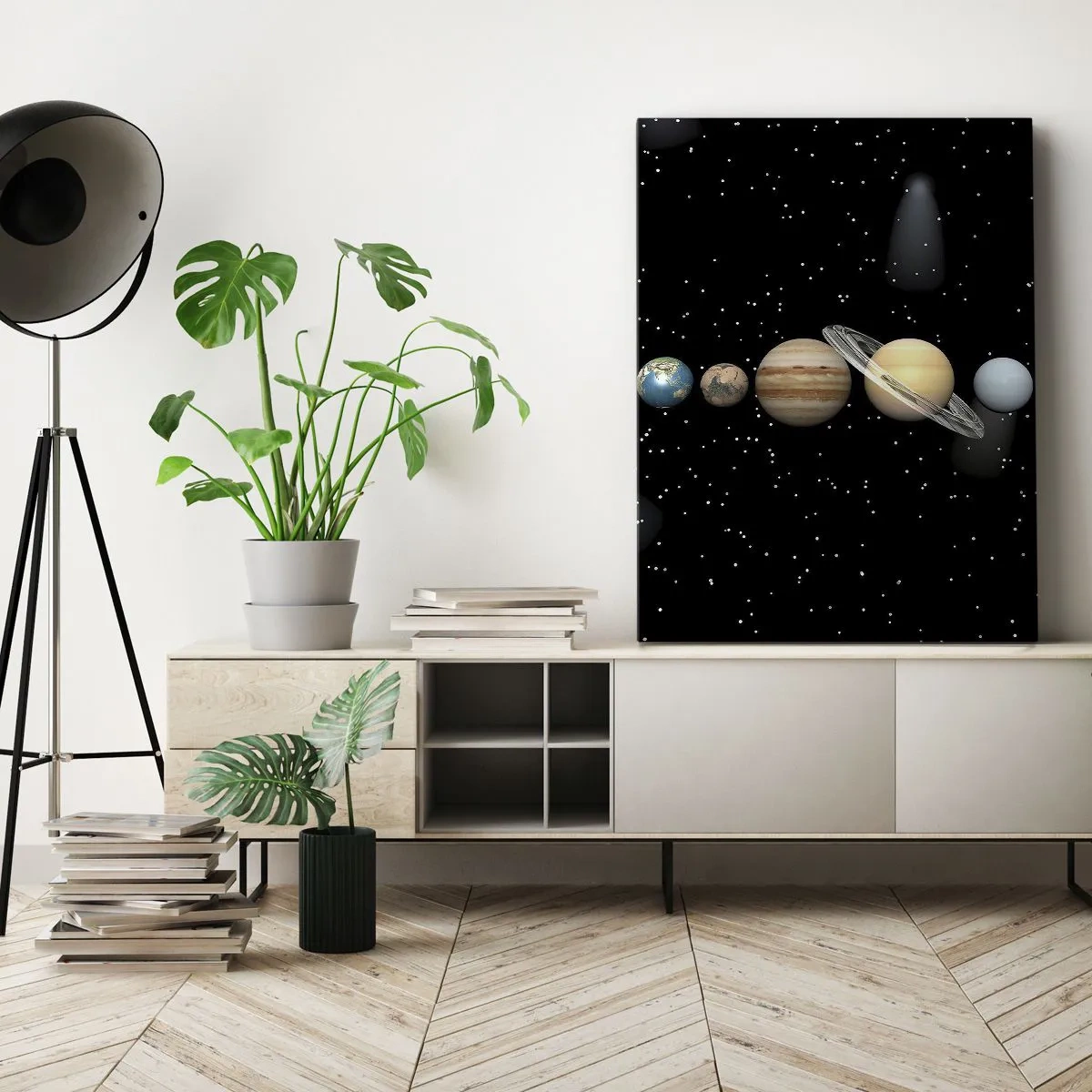 Cuadro sobre lienzo - Impresión de Imagen - Los planetas en armonía - 45x80 cm