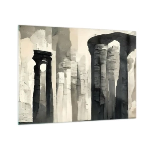 Cuadro sobre vidrio - Impresiones sobre Vidrio - Columnas de piedra de estilo antiguo en una paleta de colores neutros. - 70x50cm - La majestuosidad de la antigüedad - Decoración de pared moderna para salón y dormitorio ARTTOR