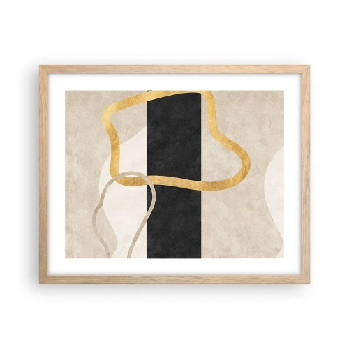 Póster en marco roble claro - Formas en bucle - 50x40 cm