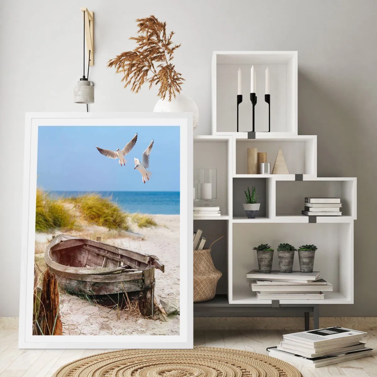 Póster en marco blanco - Bañada por el viento - 40x50 cm