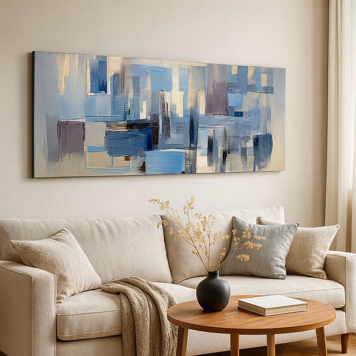 Cuadro sobre lienzo - Impresión de Imagen - Construcción azul - 30x30 cm