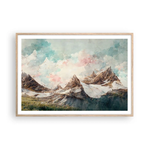 Póster en marco roble claro - Filos rocosos - 100x70 cm