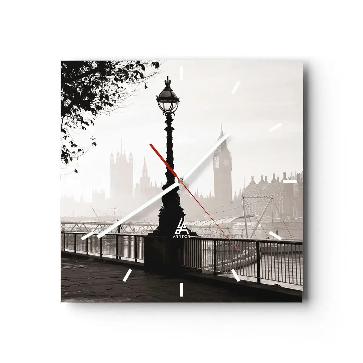 Reloj de pared - Reloj de vidrio - La mañana de Londres - 40x40 cm