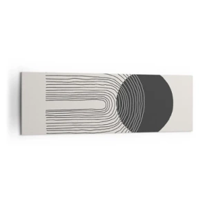 Cuadro sobre lienzo - Impresión de Imagen - Patrón abstracto con líneas y un círculo negro sobre un fondo claro - 160x50cm - Temblor y certeza - Decoración de pared moderna para salón y dormitorio ARTTOR