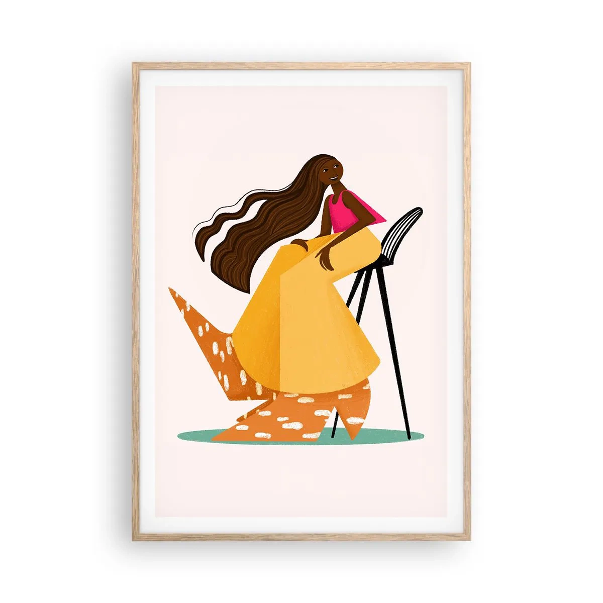 Póster en marco roble claro - La moda también es divertida - 70x100 cm