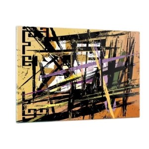 Cuadro sobre vidrio - Impresiones sobre Vidrio - Composición geométrica abstracta en líneas nítidas - 120x80cm - Corte afilado - Decoración de pared moderna para salón y dormitorio ARTTOR