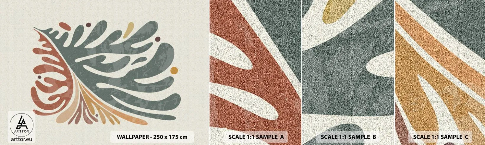 Muestra de fotomural autoadhesivo Deluxe Sticker - Hoja multicolor - bohemia, Minimalismo, Pedazo - 100x30 cm