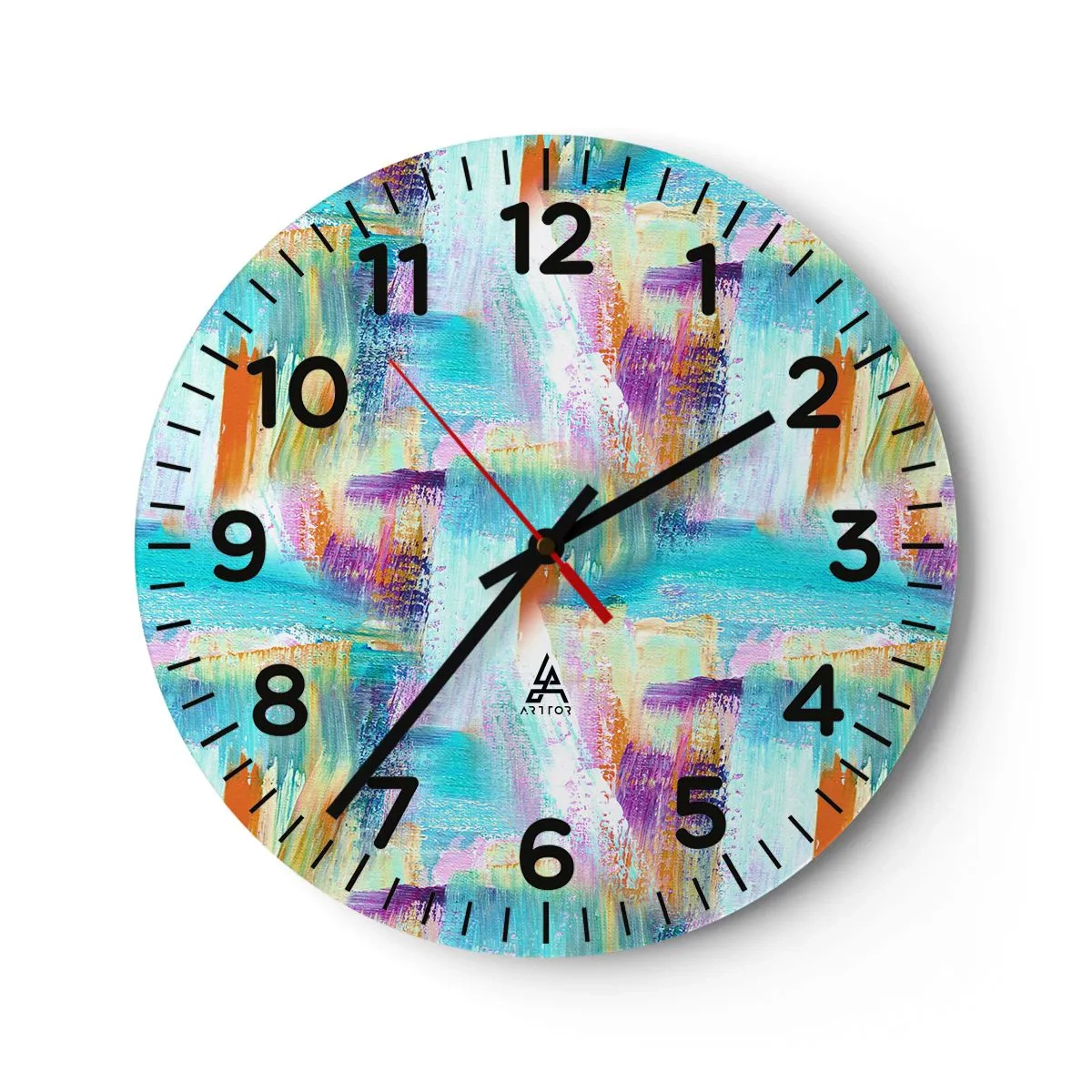 Reloj de pared - Reloj de vidrio - Un alegre traductor de garabatos - 30x30 cm